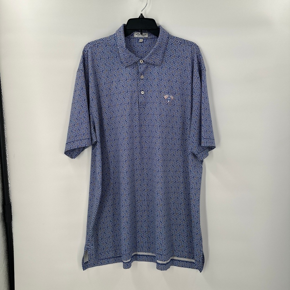Peter Millar Summer Comfort Polo Shirt Mens XL Blue Golf Billard Pool Balls
